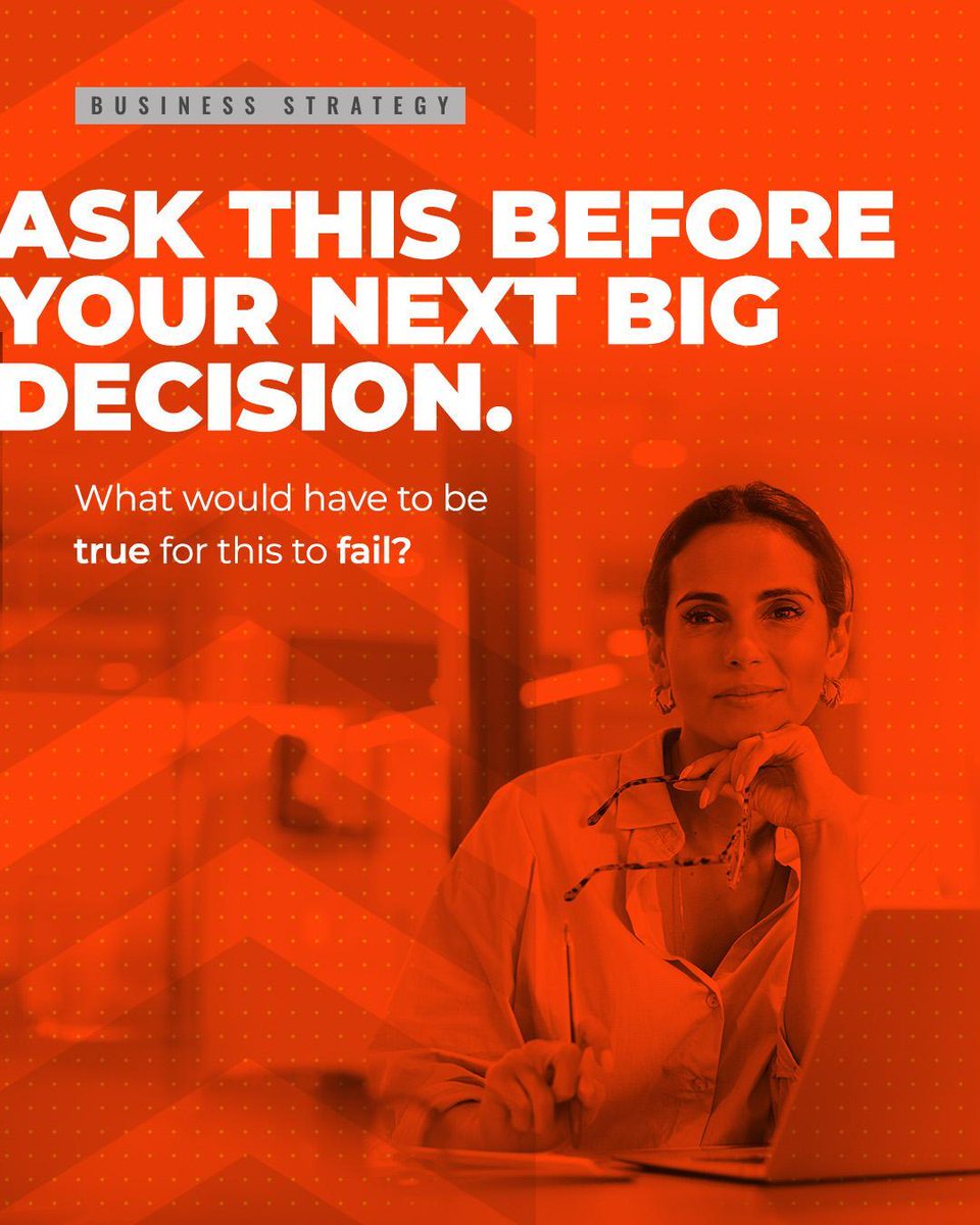 convenenow's tweet photo. A quick win for your next leadership meeting: end every major decision with one question. "What would have to be true for this to fail?" Five minutes of pre-mortem beats five months of hindsight.

#ConveneNow #BusinessPerformance https://t.co/FnEVEhCU33