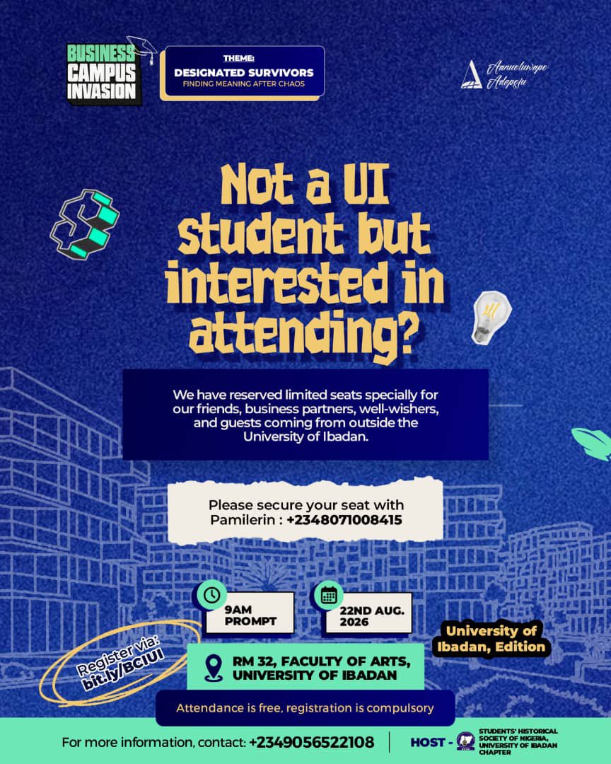 AanuoluwapoAd17's tweet photo. Because we have limited space at the venue, we have reserved a number of seats specially for our friends, business partners, well-wishers and guests coming from outside UI.

If you’re coming, please secure your seat early with Pamilerin:+2348071008415.

We will always win🚀 https://t.co/aVUVVwtDBS