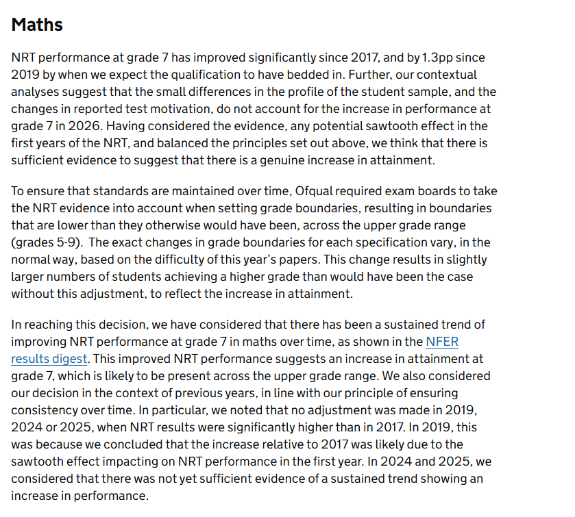 adamboxer1's tweet photo. National Reference Test evidence changes allocations of maths grade 7s: https://t.co/log0mqYHzk