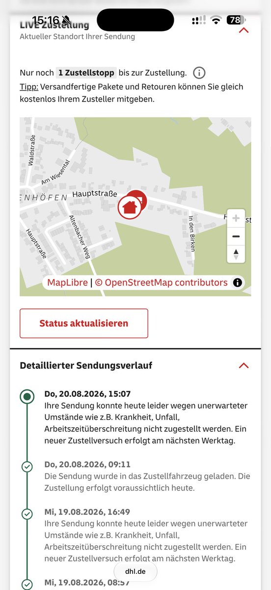 DasFxtheOne's tweet photo. @DHLPaket solangsam ist es ohne Worte …. https://t.co/77uvqotKZ0