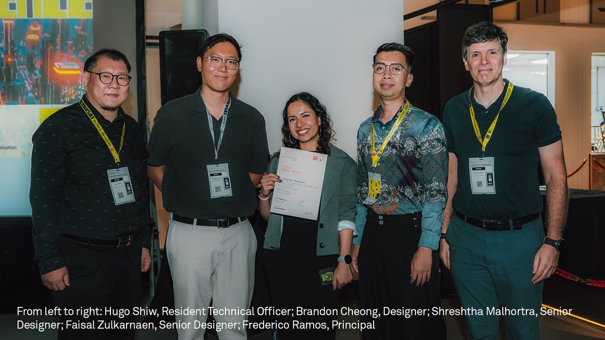 Aedas's tweet photo. Aedas Singapore took home 3rd Place at the Singapore Institute of Architects AI Hackathon at ArchiFest 2026! Their AI Digital Reviewer streamlines revision reviews, improves drawing quality and coordination, reduces errors and rework, helping Aedas deliver projects to the highest quality and standards. This achievement reflects our continued commitment to innovation, leveraging AI to drive optimised workflows and processes.
 
Congratulations to Frederico, Shreshtha, Adam, Brendan, Hugo, Michael, and Faisal!

#Aedas #design #architect #architecture #ArchiFest #AI #innovation #singapore