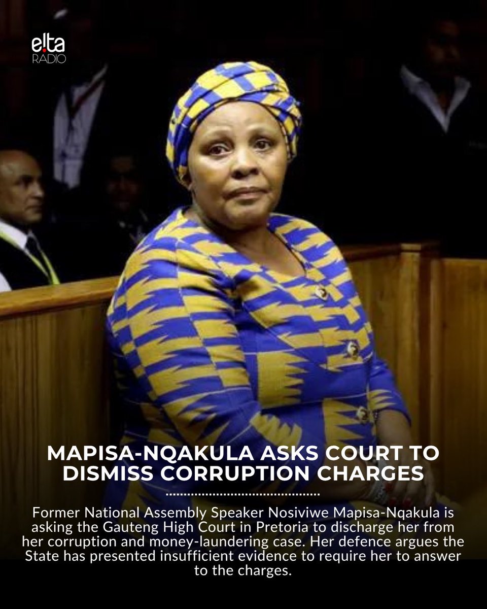 eitaradioza's tweet photo. Mapisa-Nqakula asks court to dismiss corruption charges

Her defence argues there is insufficient evidence for her to be called to answer to the charges.

#eitaradio #eitanews #keepingyouinformed #thetownships1stvoice https://t.co/UrbvYP3fIc