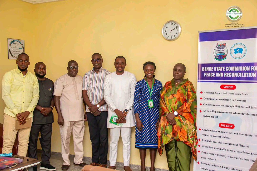 GoGreenGOEHSI's tweet photo. #partnership
#Progress
#Peace
As part of #AIPASD2.0, our team visited the Benue State Commission for Peace and Reconciliation to strengthen collaboration on peacebuilding, conflict prevention, early response, and resource-based conflicts.
#GoGreen #Peacebuilding #BenueState https://t.co/J9UbqyTUkD