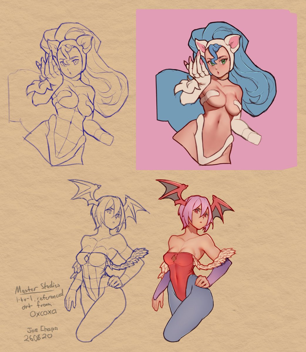 JoeChapaArt's tweet photo. Master studies of artist: Oxcoxa. This is a study of their art. 

Her concise shading, rim lighting, and highlights look great. Goated. Tried to capture a bit of that here. https://t.co/ubeu59dtut