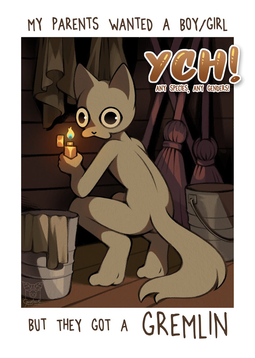 Gosetsuki's tweet photo. They Got a Gremlin YCH | Free raffle!

Rules: Repost this, follow me, leave your reference on the comments!
Any species, any gender! The main base proportions won't be changed~

Or you can get a slot for 4⃣0⃣~ Feel free to DM me or leave a comment if interested ;3 https://t.co/sLdKpUzof1