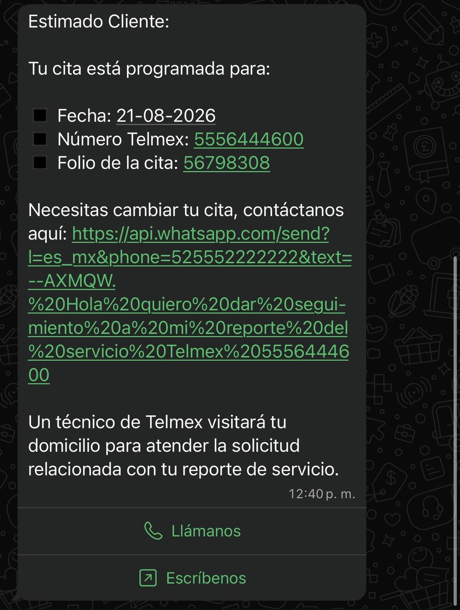 AllisAlvar61324's tweet photo. @TELMEXSoluciona @Telmex @carlosslim Su pinche burla otra vez ??? Otra vez su mensajito moviendo la supuesta visita del técnico eso es tener poca madre https://t.co/ynaw4cijZN