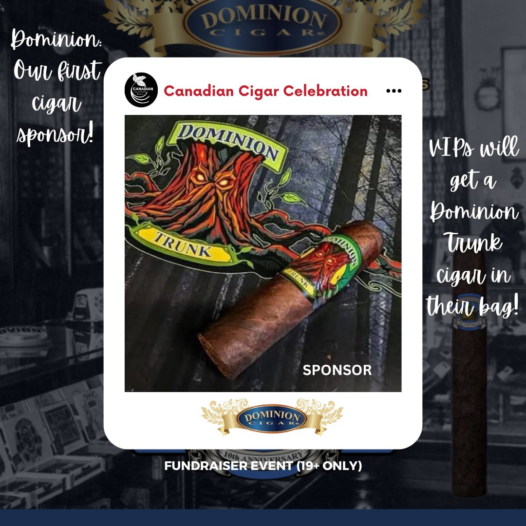 CdnCigarCeleb's tweet photo. Thanks to @dominioncigar! They have been with us since our 1st year &amp; we are thankful to them for their support. Dominion is a true 🇨🇦 cigar company. Try one of their cigars at the event and say hello at their booth to learn more about their terrific cigars.
.
#Vancouver #cigar https://t.co/oHWNshUmav
