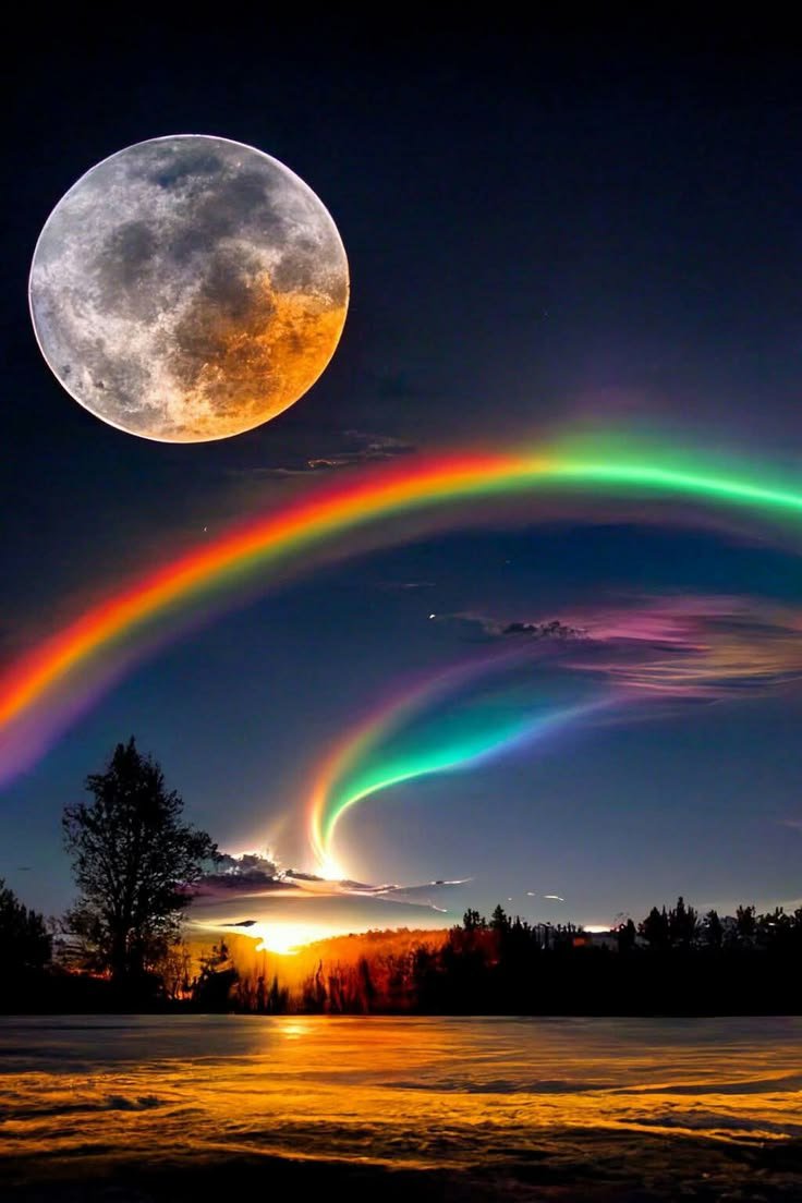 Astronomy_1002's tweet photo. A breathtaking blend of moonlight, atmospheric optics, and rainbow colors showing how light can transform the night sky into a natural masterpiece https://t.co/ksHL7WvmKC