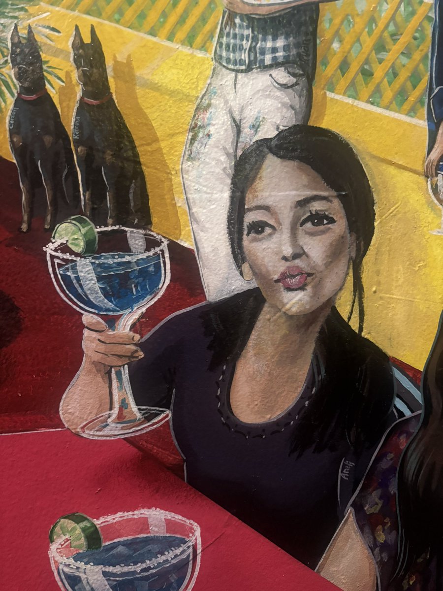 uhquaria's tweet photo. fav mexican restaurant in stl has a giant mural featuring a gay guy and lisa barlow https://t.co/bXLzUdyJO6