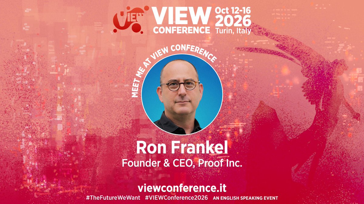 to_megutierrez's tweet photo. @ViewConference announces that #ProofInc’s Founder & CEO, #RonFrankel, is a confirmed speaker for #viewconference2026. Catch him on the Ceos and executives panel, “INDUSTRY EXECUTIVES SHAPING THE FUTURE OF CINEMA.”
https://t.co/S1XL0cIKj0
#vfx #film #previs #ai #filmmaking #art https://t.co/eIq80EXAQI