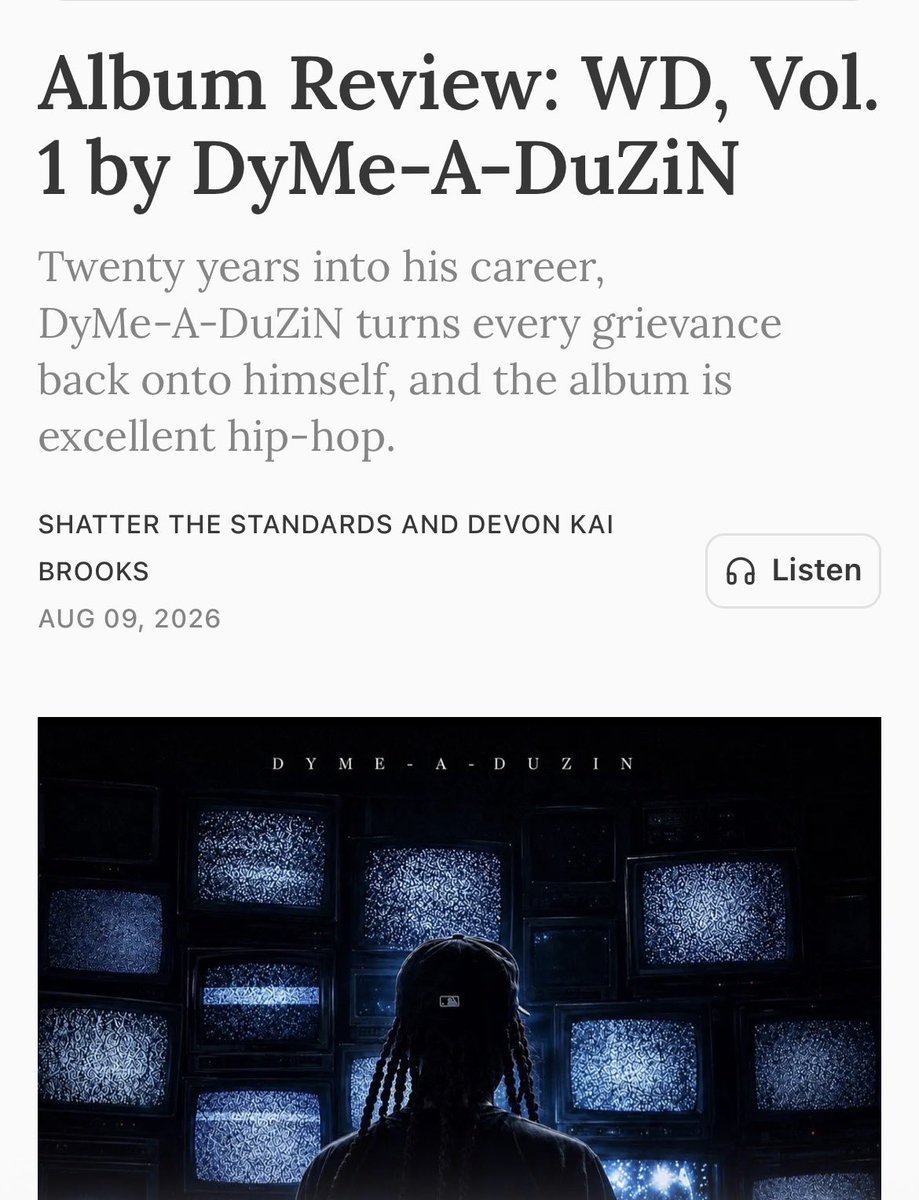 DymeADuzin's tweet photo. Been really enjoying seeing writers actually dig into WD Vol. 1
The bars, concepts, sequencing and details I thought might go unnoticed.
The reviews are starting to come in. 📺
@AndWeAreSTS on #WDVol1
https://t.co/nqpCJXxwDk https://t.co/y3DVMbtARC