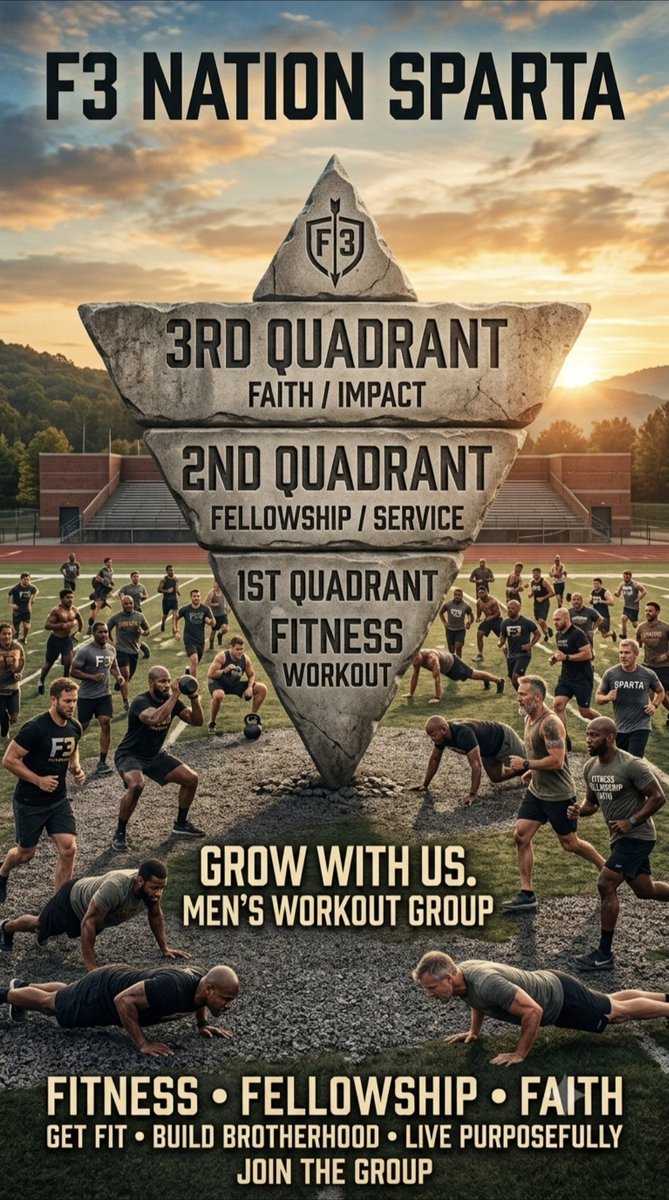 F3Lincoln's tweet photo. 🔼 🌴 ⏳ Pyramids at #F3Sparta.
Hog Barn put 14 HIM through the descending ladder: 10 reps down to 6.
Merkins. Squats. Curls. Rows. Varied travels betwixt sets.
🌡️ Be the thermostat, not just the thermometer.
Free. Peer-led. Come and post with us. #F3Nation #SYITG https://t.co/Wh8BHlPMGM