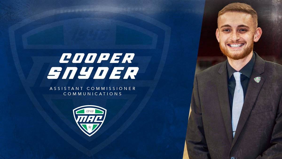 MACSports's tweet photo. The Mid-American Conference has announced that Cooper Snyder has been promoted to Assistant Commissioner for Communications, effective September 1, 2026.

🗒️: https://t.co/hy6sTLuXQ0 | #MACtion https://t.co/YCE17tL0Kp