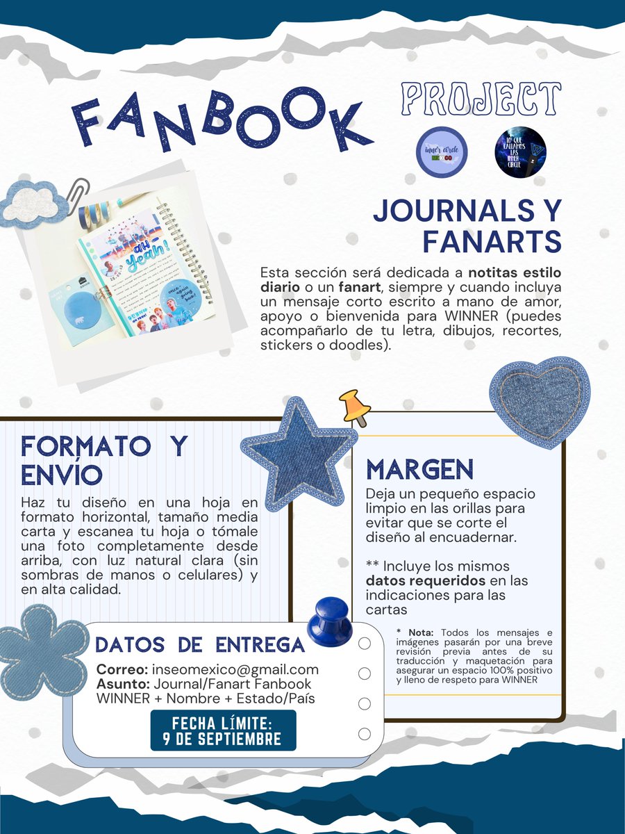 inner_circlemx's tweet photo. Fanbook para WINNER — Inner Circle de México y LATAM

¿Te gustaría hacerle llegar una carta, journal o fanart con tus mensajitos de amor y apoyo a los WINNOS? Abrimos convocatoria para nuestro Fanbook.

#WINNER #위너 #멕시코 #이너써클 https://t.co/t5CCiTnMfq