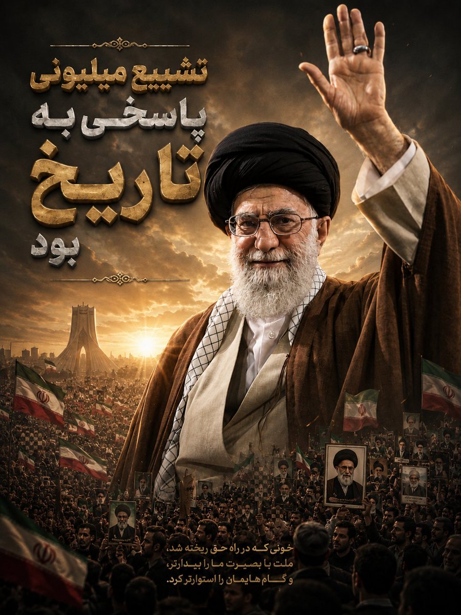 RAMEZANIAN2000's tweet photo. تشییع میلیونی، تنها یک بدرقه نبود؛
پاسخی بود به تاریخ و نشانه‌ای از وفاداری یک ملت.
ملتی که با حضورش گفت: 
راه ادامه دارد و عهد پابرجاست.
#مکتب_ایستادگی https://t.co/qxto6NQNER