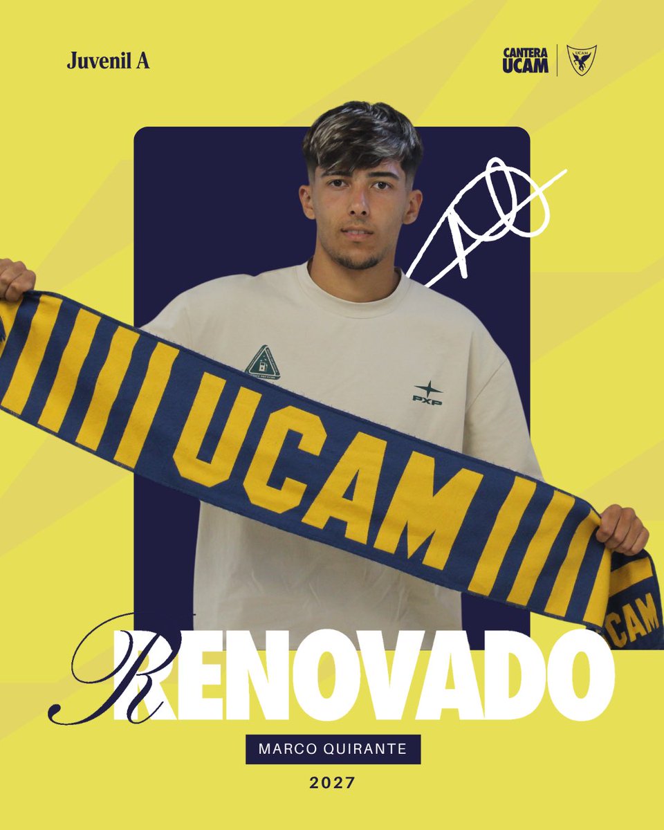 ucamcf_academy's tweet photo. ✍🏼 Marco Quirante promociona al Juvenil A.

🛡️ El central afrontará su quinta temporada en la entidad universitaria compitiendo en División de Honor.

📰 https://t.co/ReWnvfHZgJ

#MarcoQuirante2027 | #CanteraUCAM https://t.co/z91eU6IZ6Z