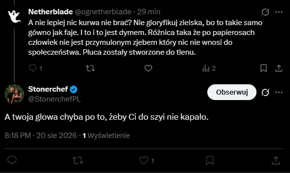 ognetherblade's tweet photo. Jakby ktoś miał jeszcze wątpliwości czy marihuana zabija szare komórki to tutaj macie przykład. 
Jedno z najbardziej rakowych kont na x jakie widziałem od dawna xd https://t.co/cRUd8RZqMk