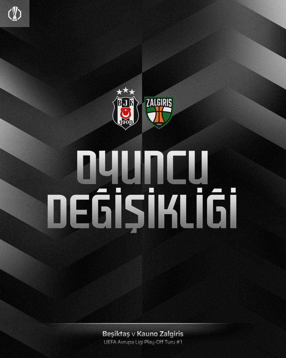 Besiktas's tweet photo. Oyuncu değişikliği | İki değişiklik 🔁

🔺Vlahovic, Amir Hadziahmetovic

🔻Oh, Olaitan

BJK 🆚 KZ | 3-0 | 60’ https://t.co/CcgGSUUCQV