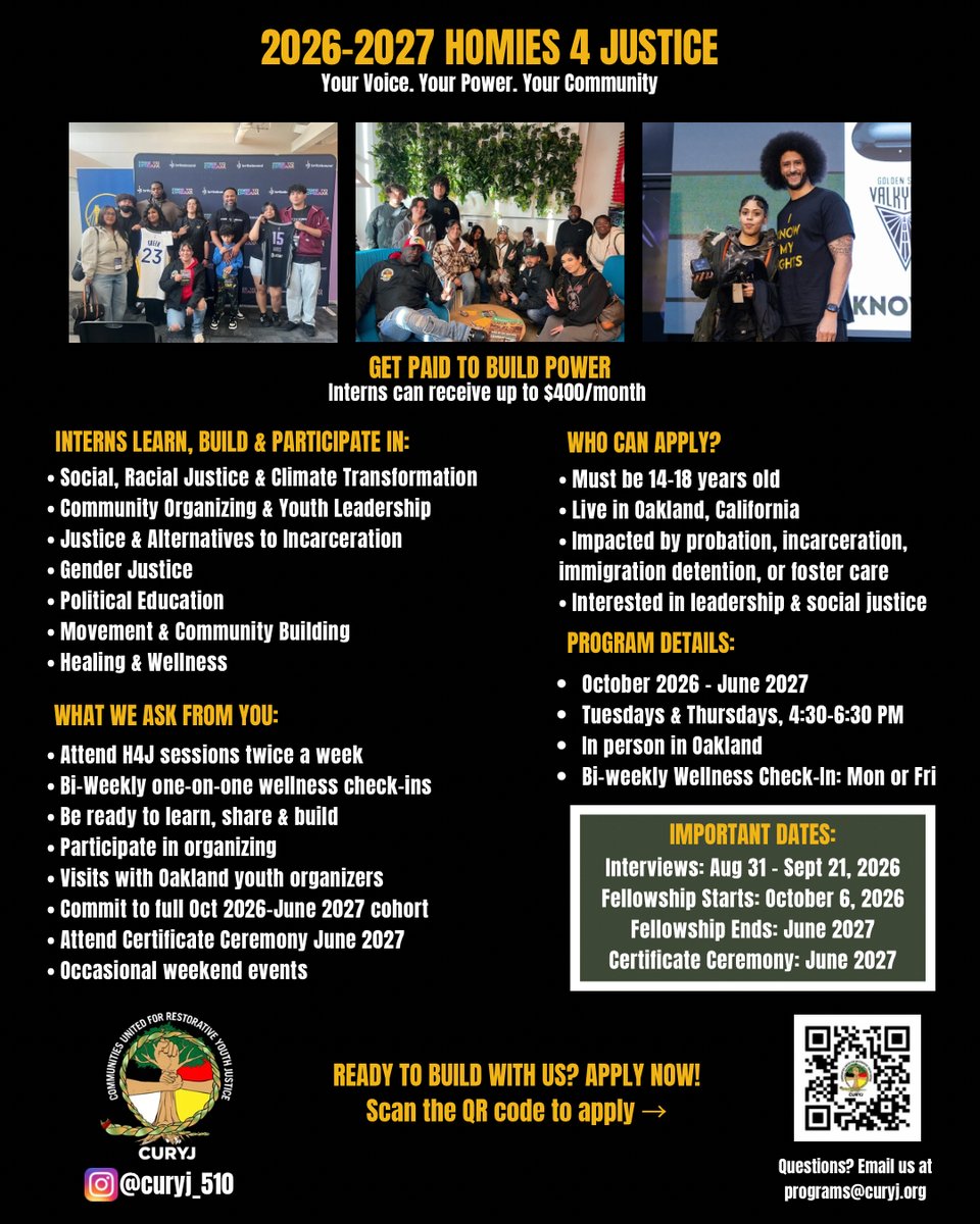CURYJ's tweet photo. Apply to be in our Homies 4 Justice Cohort! Please read details #homies4justice

https://t.co/NSZHSNXvAN

 #dreambeyondbars #ittakescuryj #curyj https://t.co/Vaac98k4Mr