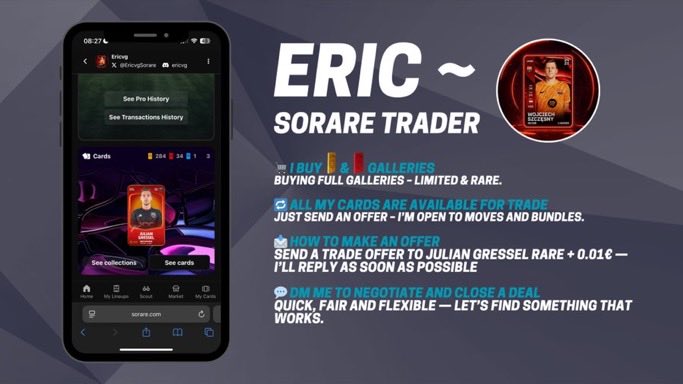 EricvgSorare's tweet photo. Hey guys!

I’m buying BIG bundles/galleries🔥
Currently buying 🟡🔴bundles/galleries. 

I pay really good prices👀
Lots of cash available so contact me to make a deal🤝

Also have the Gressel Autograph card to send your bundles if you prefer❤️

RT/❤️helps and means a lot
#sorare https://t.co/BJnMBwfXSU