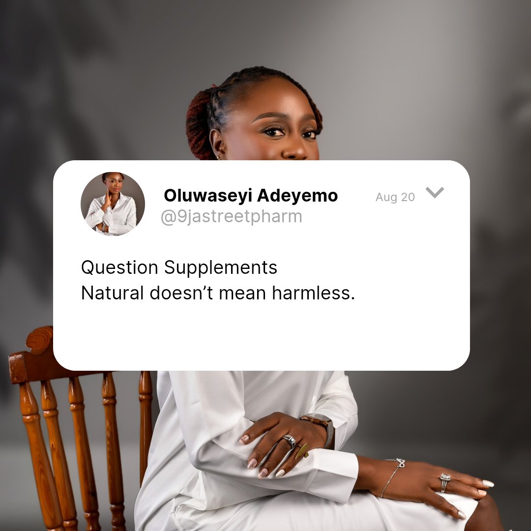 9jastreetpharmm's tweet photo. The Smart Pharm Daily Series continues.......
Natural doesn't mean safe or harmless be careful ๐๐
Oya, take todayโs dose ๐ ๐ ๐ ๐ ๐
#TheSmartPharmDaily
#9jaStreetPharm
#PharmacyNaija
#AskFirst
#patientsafety https://t.co/MbIJr0yQct