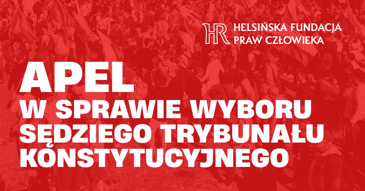 hfhrpl's tweet photo. 🔴Wspólnie z innymi organizacjami apelujemy do dr. M. Berka o rezygnację z kandydowania do TK, a do Sejmu o wybór osoby niezależnej politycznie. Droga do praworządności to nie „odbijanie” Trybunału, ale odbudowa jego autorytetu. Przeczytajcie nasz apel, link w komentarzu ⬇️ https://t.co/LPlbk39lNr