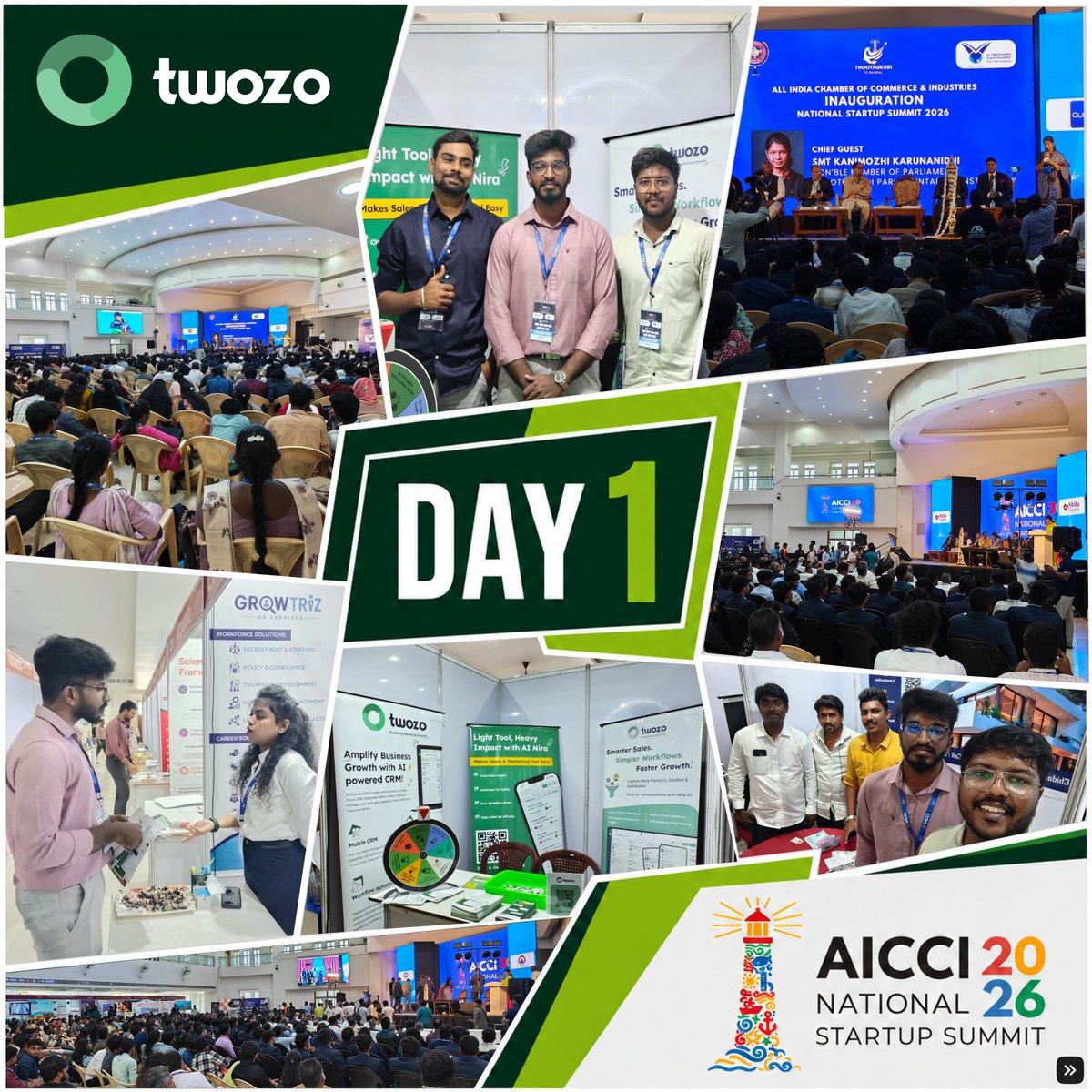 TwozoCRM's tweet photo. Day 1 at AICCI 26 was electric! Founders packed Stall C23 for instant rewards. Scale faster with enterprise CRM power built for startup budgets at 30 percent off. 

Catch us for Day 2 in Tuticorin or visit https://t.co/Q7GU6yAAaT! 

#Twozo #StartupCRM https://t.co/hgNySDkcB1