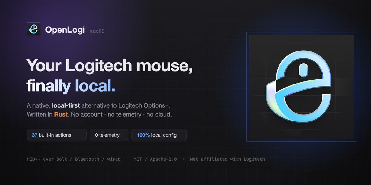giovannibassi's tweet photo. Coisa linda, não tinha software da Logitech pra Linux, agora existe o projeto #openlogi. Instalando agora!
E, se você estiver no Windows ou Mac, você se livra da telemetria da app oficial. https://t.co/ddEkvrK0x2