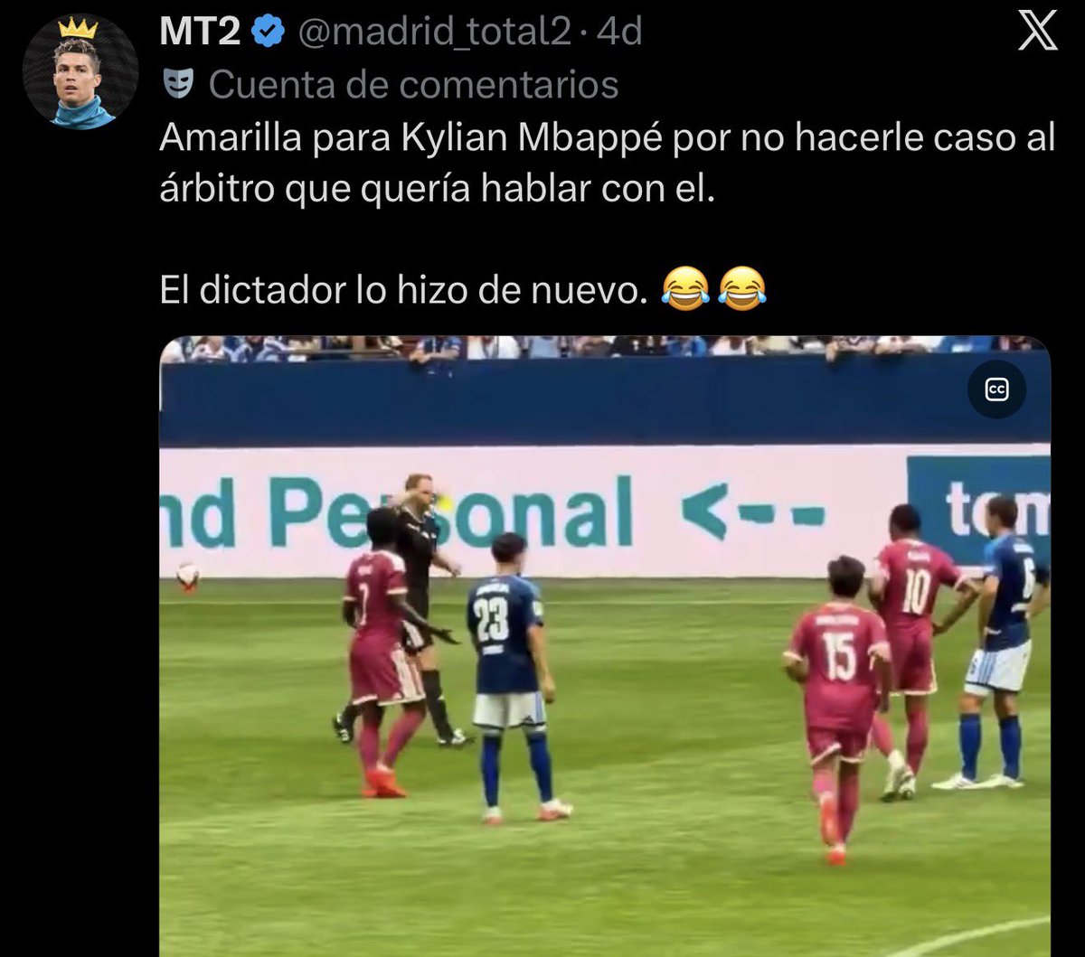 Scalonados's tweet photo. Hace 4 días Mbappé le pegó a un rival y no solo omitió lo sucedido sino que se reía de lo posterior, con lo que hizo Bellingham y Rudiger tampoco dijo nada. Pero con Messi hace un escándalo.

La hipocresía y doble moral de este Mexicano es la de todos los madridistas https://t.co/RK2OeShrmQ