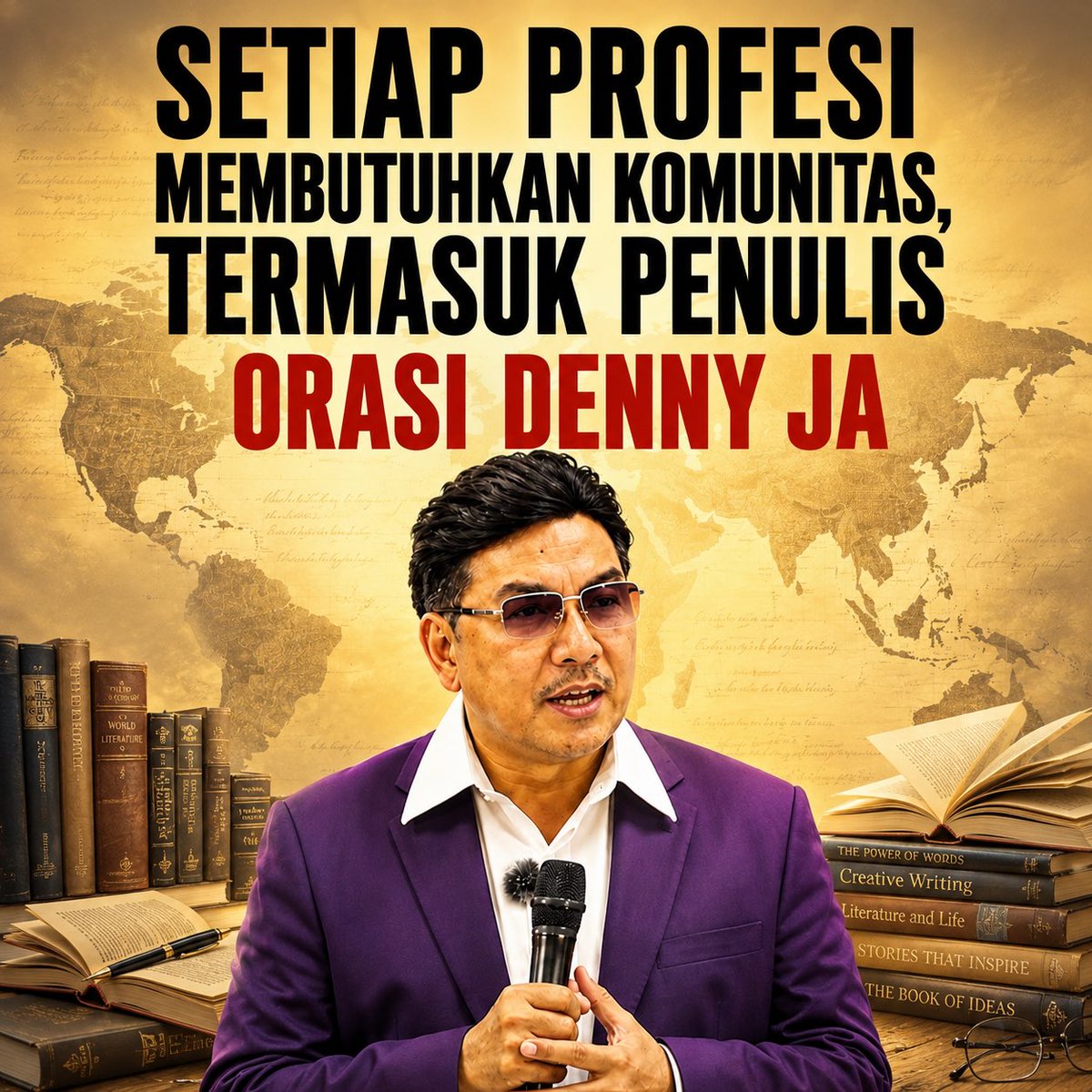 DennyJA_WORLD's tweet photo. SETIAP PROFESI MEMBUTUHKAN KOMIUNITAS, TERMASUK PENULIS

Ilmu pengetahuan dan keahlian semakin tersebar. Komunitas menciptakan ekosistem membuat pengetahuan dan keahlian bersinerji.

Ditelusuri komunitas penulis sejak era William Shakespeare di abad 16 hingga asosiasi penulis di Amerika Serikat dan Eropa yang masih hidup lebih dari 100 tahun.

Lalu di Indonesia, dari komunitas penulis sejak era Gelanggang (Chairil Anwar), Lekra (Pramudya Ananta Toer), Manikebu hingga lahirnya Satupena.

Orasi Denny JA selaku Ketua Umum Perkumpulan Penulis Indonesia menyambut Kongres 2026

#Dari akun Youtube
ORASI DENNY JA, berisi 498 video soal filsafat hidup, sejarah, catatan perjalanan, minyak dan energi, puisi dan sastra, agama dan spiritualitas, demokrasi dan politik, bisnis dan ekonomi, positive psychology, review buku, film dan lagu.

👇🏼

https://t.co/HOKfOOP9hs

👆