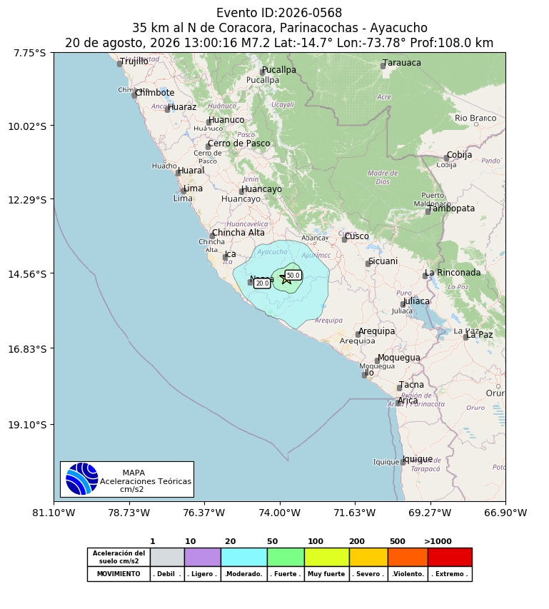 Asismet_IF's tweet photo. Moderado temblor en el suroccidente del Perú
Un sismo de magnitud 7.2 (6.7 Mw, USGS) ocurrió a la 1:00 PM del 20 de agosto de 2026, con el epicentro en la frontera Ayacucho-Apurímac.
Profundidad: 108 (IGP)
El mismo lugar ocurrió un sismo de 6.8 el 24 de agosto de 2014 https://t.co/2UxxSmrsQe