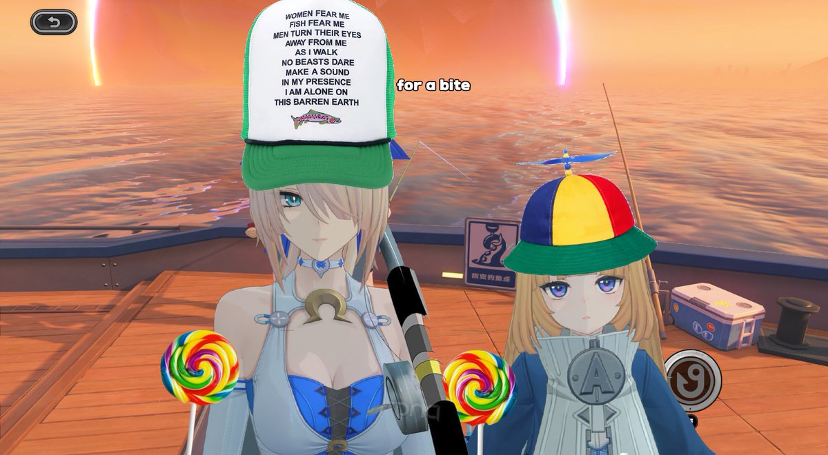 YeShroomguang's tweet photo. I like to imagine that Sigrid and Norma went on a team bonding fishing trip to break in Sigrid's new rod after the summer event https://t.co/n9drAuljgX