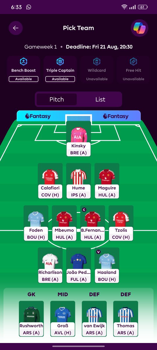__N0_0ne's tweet photo. @FPLModmen بينش بوست تاني جولة و التالتة ايزاك بدل مبيومو و ريتشا ، جروس ينزل أساسي 
كونسا بسالب و الجولة الخامسة نداي بدل جروس https://t.co/ffthF3DPT4
