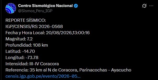 SempiFrases's tweet photo. @Mari0_Destroyer Fue terremoto de 7.2 en Ayacucho profe https://t.co/hWmvaxQiG6