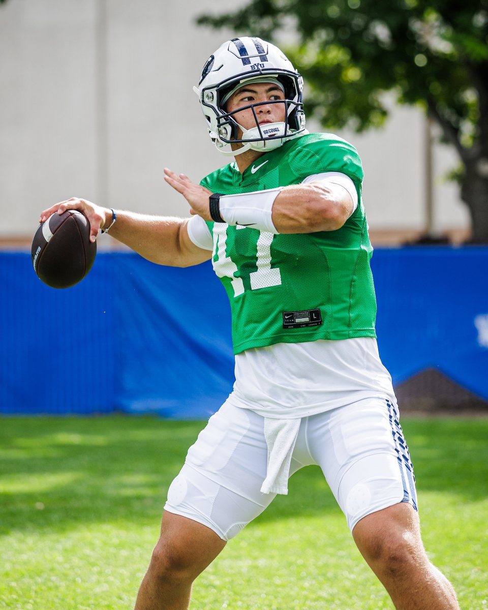 CougSportsMedia's tweet photo. Former BYU WR Jared Bledsoe joined @espnthefan and says Evan Johnson had high praise for Bear Bachmeier and BYU's offense:

Q: What do you remember about the back-and-forth of fall camp between the offense and defense? Is it much ado about nothing when one team dominates another in a live scrimmage?

Jared: Well, the interesting thing to me is that all summer the focus has been on the offense, right? Everyone was asking who's gonna step up at wide receiver. It's been about the offense the entire time. Then all of a sudden, we have a scrimmage, the offense plays well, and now everyone's questioning the defense! You've got a solid defense.

Let me tell you this: last week I was talking to Evan Johnson, and we were just talking about how things are going and what's coming up. His comments about Bear just kind of blew me away—just how positive he is about what Bear is going to be able to do, and with A-Rod being able to open everything up. They're just confident in each other. It's really cool. So I'm not worried about it at all.

Typically going into camp, the defense is better in the beginning because you're making calls, you're making reads, and you're doing the same thing you've always done, maybe just with some different instruction. On offense, a lot of times you have a lot of new guys coming in, so everyone's trying to gel. It was different back in my day because we weren't working out all summer and running things the way they do now. But especially with the amount of guys we have coming back, it wasn't as hard for everybody to get assimilated into the program. 

When you have a really good offense and an elite defense, some days the offense is gonna play better and some days the defense will. That's just how these scrimmages go. I'd say it's super positive. The fact that we know what we have in our defense and our offense kind of walked on them in a scrimmage—that's great news. I don't think there's anything negative to look at there, and I think the defense is gonna be just fine.

Full details: https://t.co/6OpPyjLMzI

📸: @BYUFOOTBALL @BYUphoto