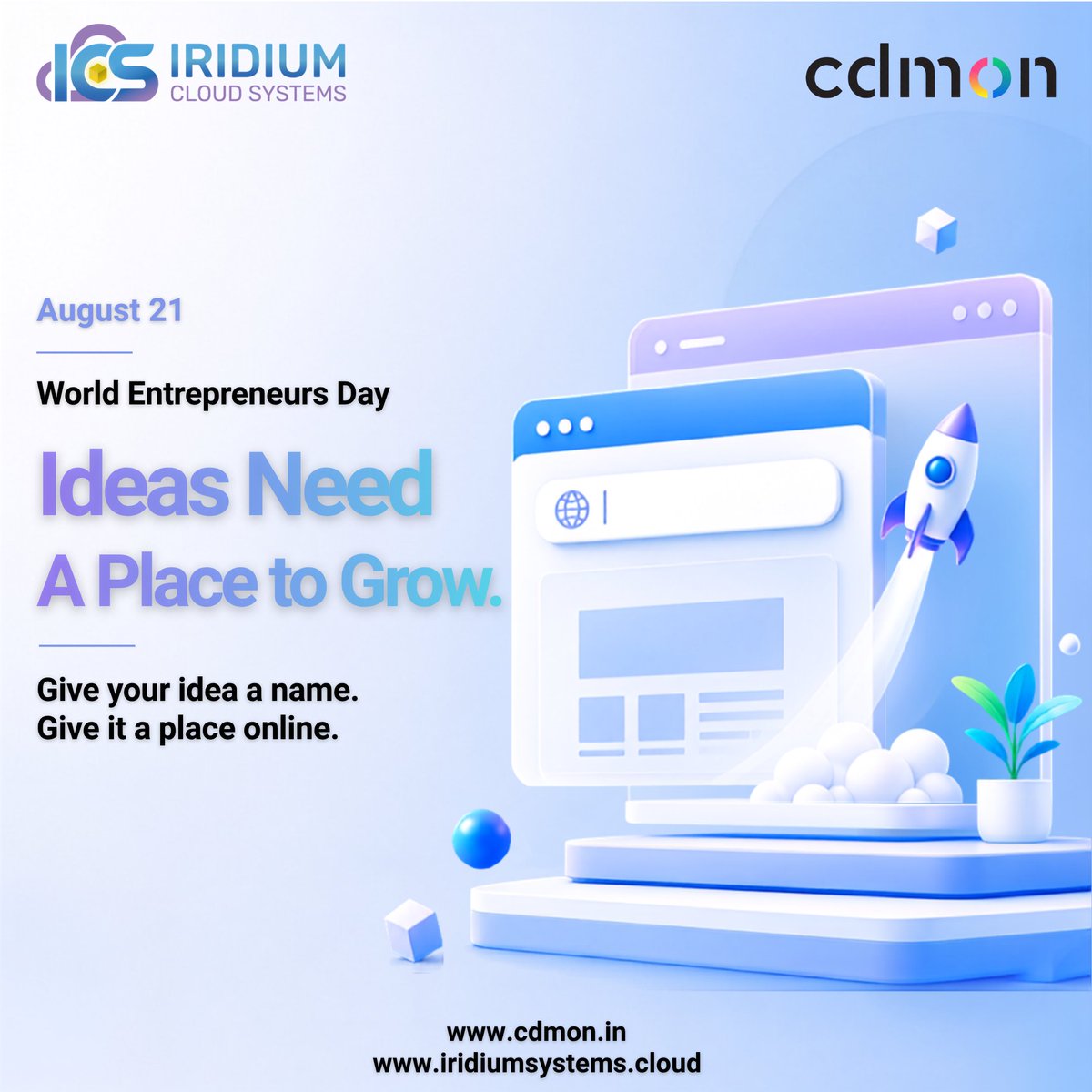 cdmonIndia's tweet photo. Ideas need a place to grow. 🚀

This World Entrepreneurs Day, we celebrate the founders, entrepreneurs and creators turning ideas into reality.

Give your idea a name. Give it a place online.

https://t.co/tj7TQfOgVJ

#WorldEntrepreneursDay #Entrepreneurship #cdmon https://t.co/Bk9BTXu3mq