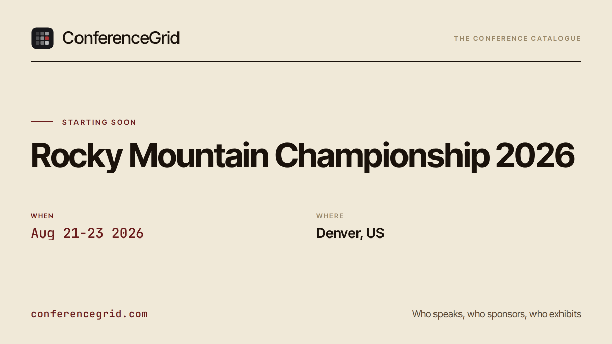 conferencegrid's tweet photo. Rocky Mountain Championship 2026 runs Aug 21-23 in Denver: the largest cubing competition in the Rockies, with official events and Team-Blind. @theWCAofficial https://t.co/GhbPAUKbUO