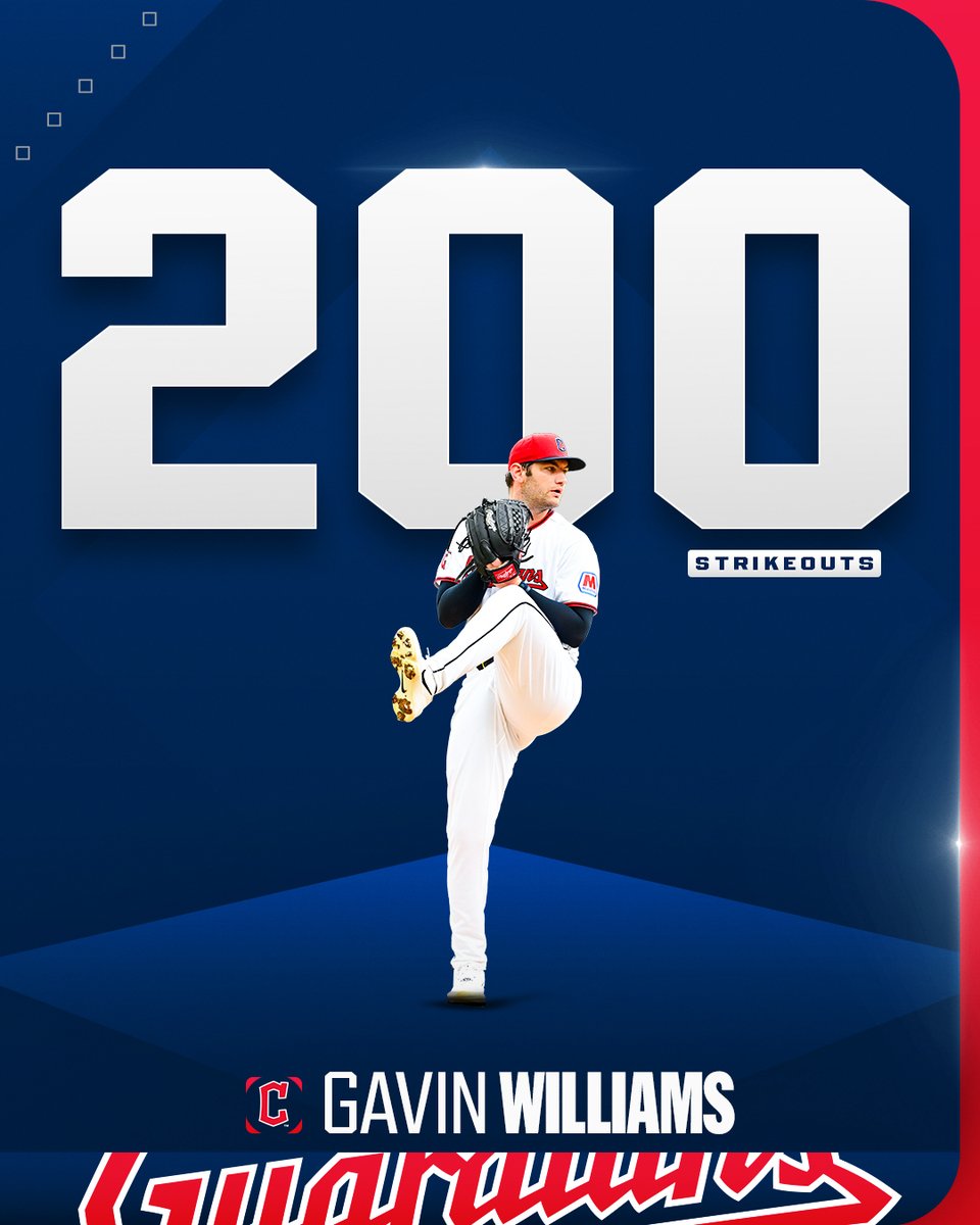 MLB's tweet photo. Gavin Williams has his first career 200-strikeout season 🔥 https://t.co/hp4QoxctgE