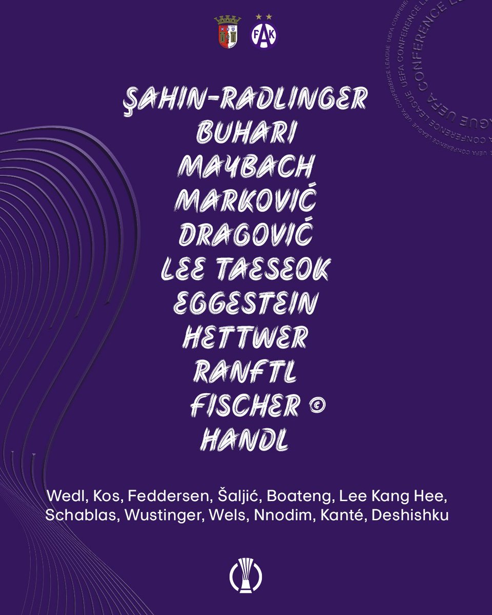 Sacir's tweet photo. ⚽️ MATCHDAY ⚽️
🇵🇹 SC Braga 🆚 FK Austria Wien 🇦🇹
🏆 UEFA Conference League, season 2026/27
📌 Play-off, Game 1
🏟️ Estádio Municipal de Braga, Braga
📆 20th August 2026
⌚️ 8pm (UKT) / 21:00 (CET)
📺 Arena Premium 5 / CBS Sports
🌤 21°C
🗣 Ishmael Barbara 🇲🇹
📲 #SCBFAK #UECL https://t.co/1JMmfGiowG