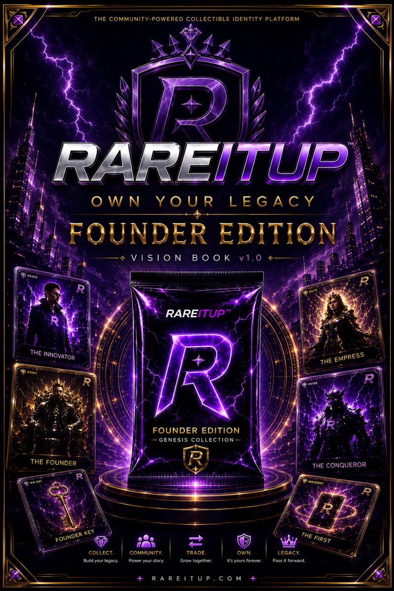 GoldFingerox's tweet photo. It begins with the Founder Edition: 246 unique cards and 246 Founder Characters. Choose yours, secure a permanent Founder number and join RareItUpโs origin story. Its identity and chain of custody can follow every future owner. Own your legacy. #RareItUp #FounderEdition https://t.co/JdFAG2stZc