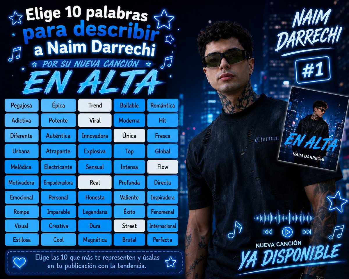 PaolaS198's tweet photo. Elige tus 10 palabras para describir EN ALTA y déjalas en los comentarios. Hagamos que esta tendencia llegue a todos

EN ALTA X NAIM DARRECHI https://t.co/c1dFIdsOIq