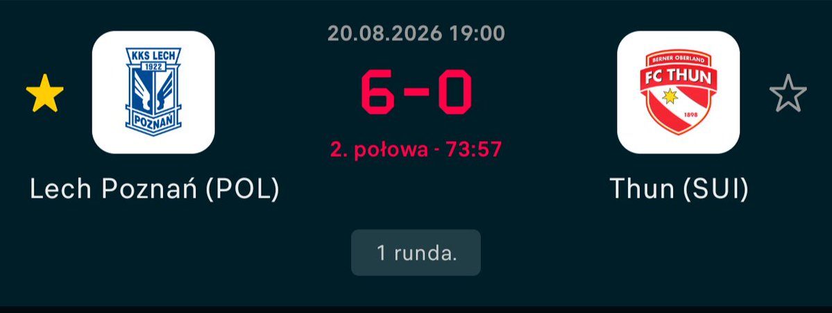 Dekoder2137's tweet photo. @KI_Klaksvik Lech wins against Thun https://t.co/fn7pH8Rpkp