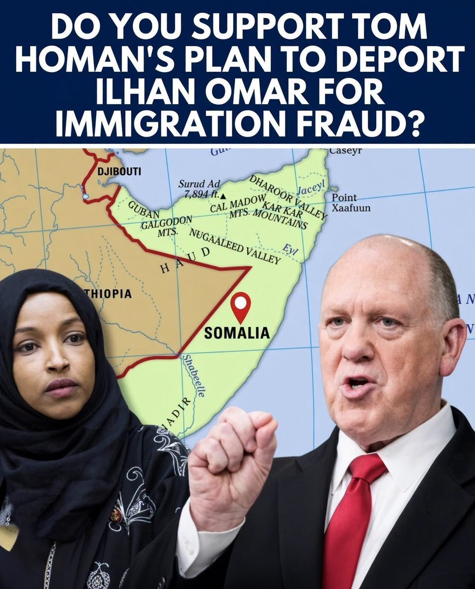 American__2's tweet photo. 🚨 Do you support Tom Homan’s plan to deport Ilhan Omar over alleged immigration fraud?

🅰️ YES — Deport her 🇺🇸
🅱️ NO — Oppose it ⚖️ https://t.co/HpGH4JwlbK