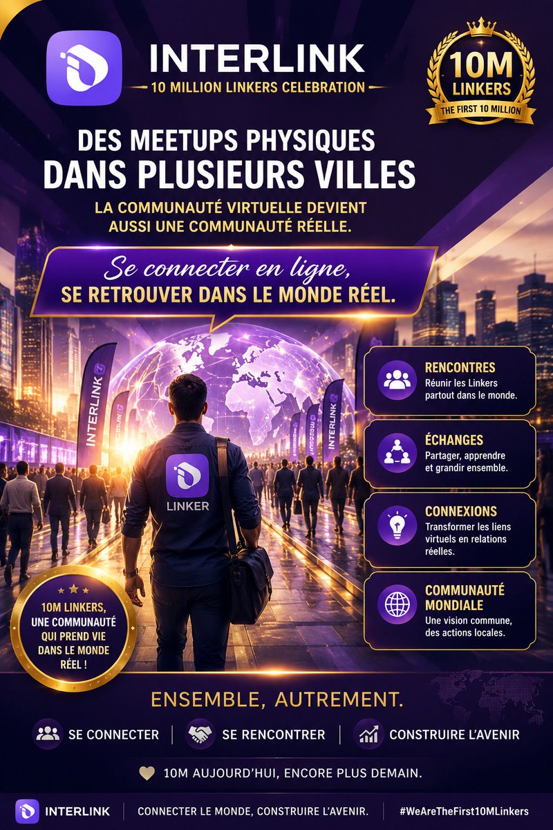 AlexiszosITLG's tweet photo. Des meetups physique dans plusieurs villes 
#Interlink #ITLG #ITL  #WeAreTheFirst10MLinkers https://t.co/Hh62Dm0aWF
