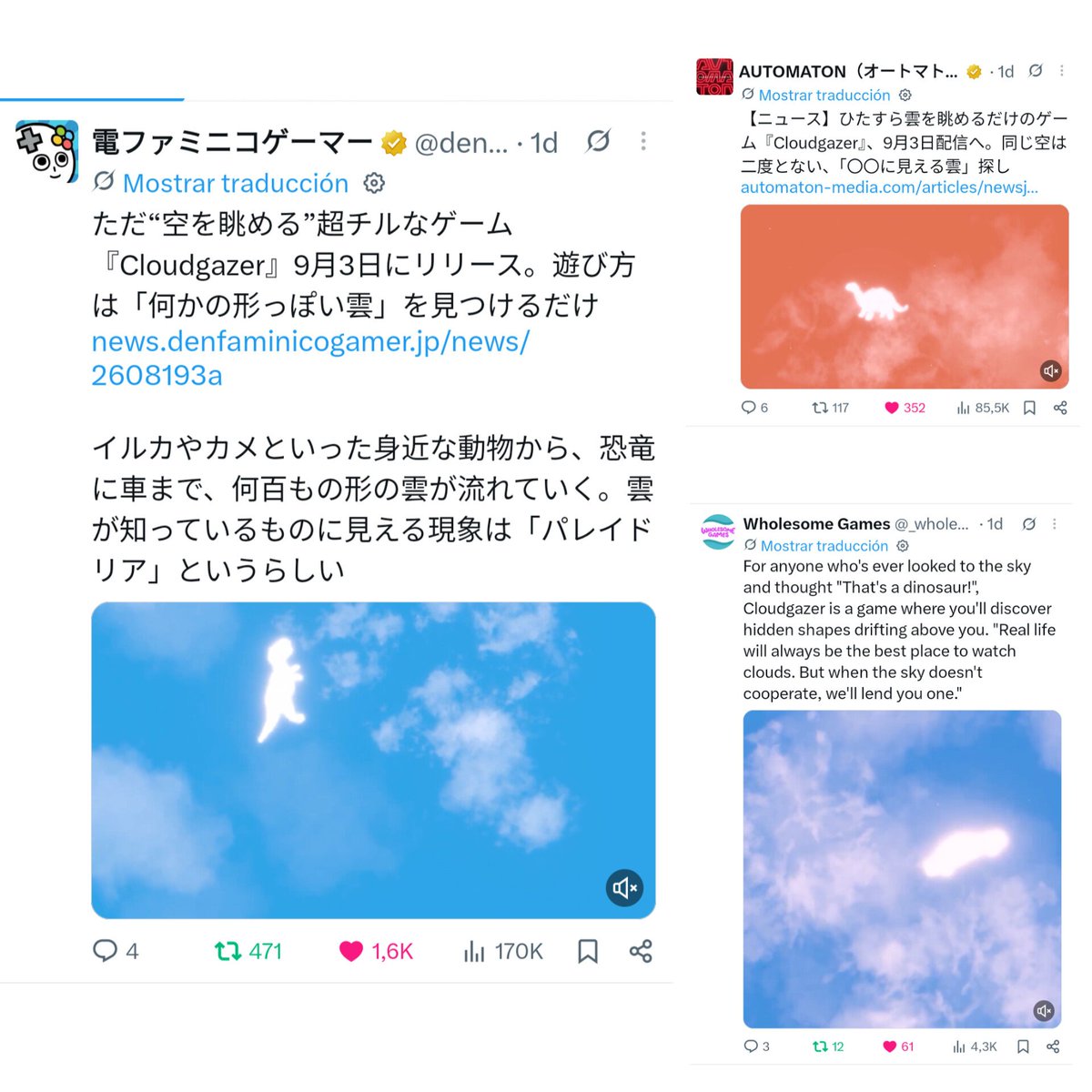 davidferriz's tweet photo. No esperaba que el anuncio de nuestro jueguito sobre mirar nubes llegase tan lejos el primer día 🥹 https://t.co/ZoghTgOb37