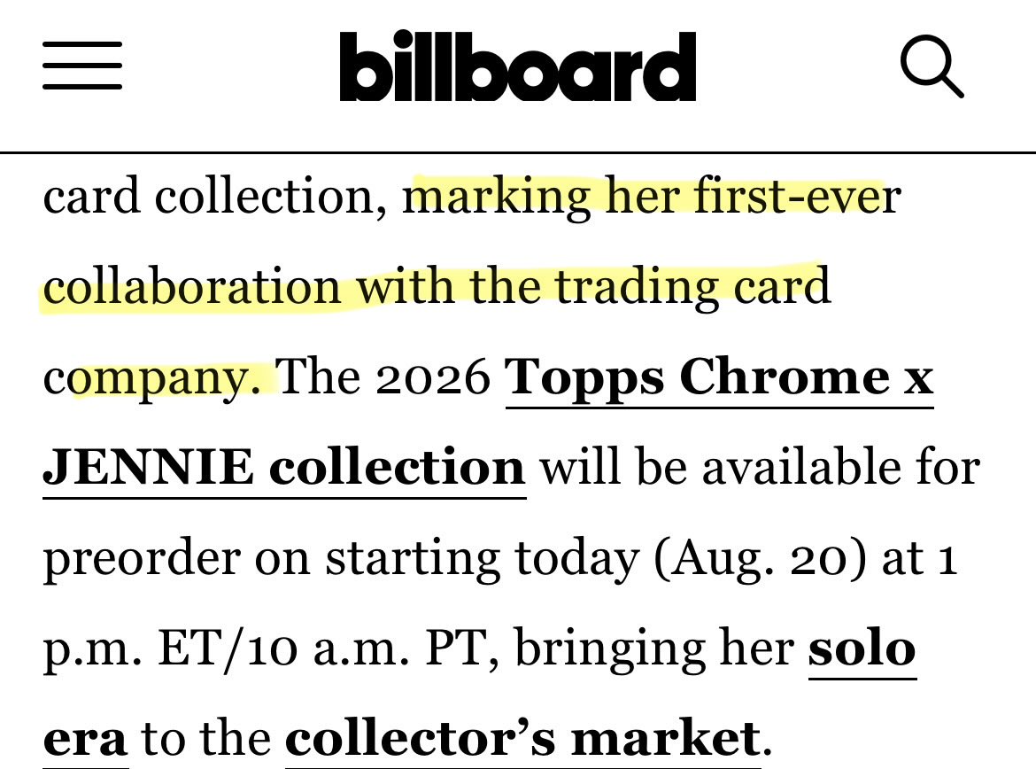 OLlVEKlMN's tweet photo. JENNIE isn’t just the first artist to do it, she’s literally the FIRST CELEBRITY EVER to collaborate with Topps Chrome https://t.co/5cbJqirSoE