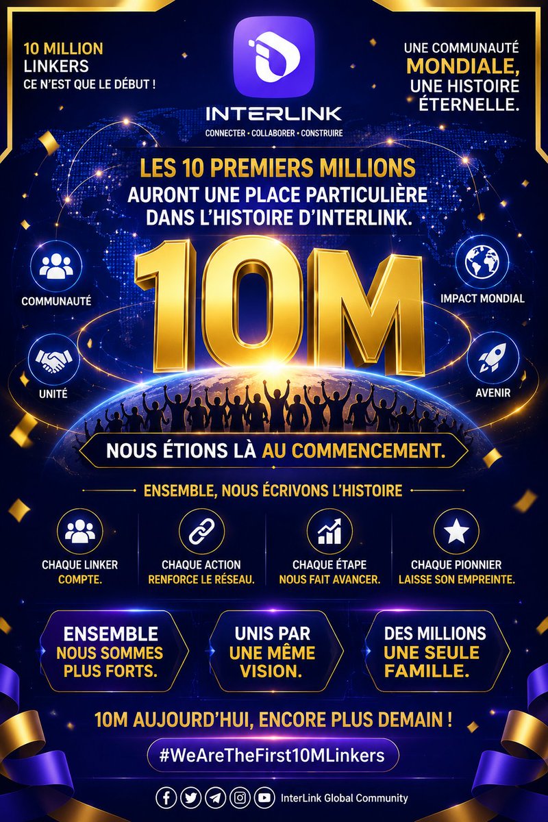 AlexiszosITLG's tweet photo. Les 10 premiers millions auront une place particulière dans l'histoire d'interlink 
#Interlink #ITLG #ITL  #WeAreTheFirst10MLinkers https://t.co/vT3H3NkQkp