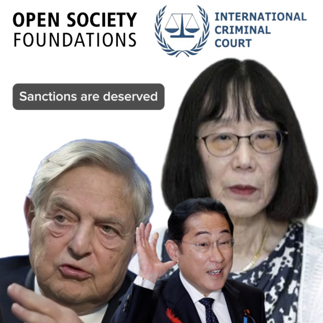 dth_jp's tweet photo. The Trump admin’s sanctions on ICC head Tomoko Akane are fully justified. Sent to the ICC in 2016 by globalist FM Fumio Kishida, she leads the ICC linked to George Soros's OSF, which was committing an outrage by issuing arrest warrants for Putin and Netanyahu. https://t.co/nUtPKATx2G