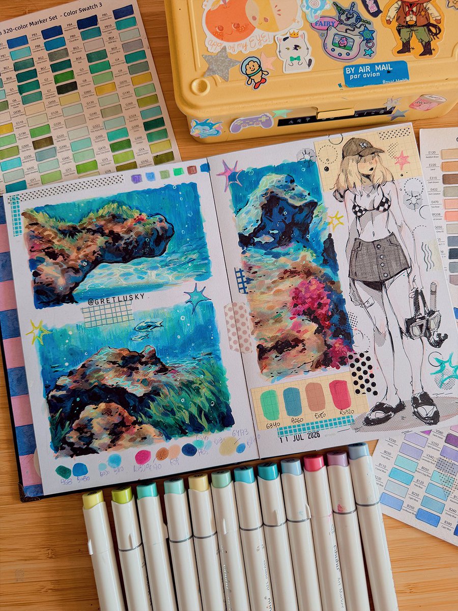Gretlusky's tweet photo. Underwater studies 🫧🐠 #sketchbook https://t.co/7YYyt0qLT5