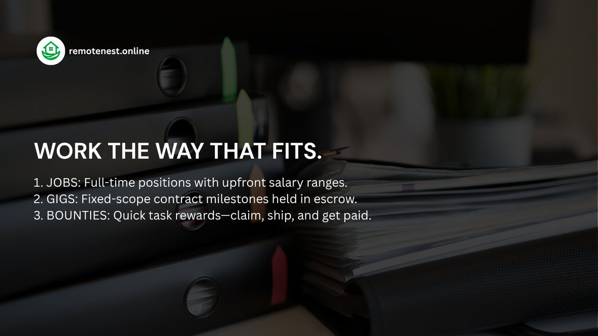 litewavehq's tweet photo. Stop tweaking resumes. Start shipping. 💻
RemoteNest reads your real code to match you to full-time Jobs, Gigs, and Bounties instantly. Transparent. Frictionless.
Built by Litewave.
Create your free profile → https://t.co/AUY3XVxSZa